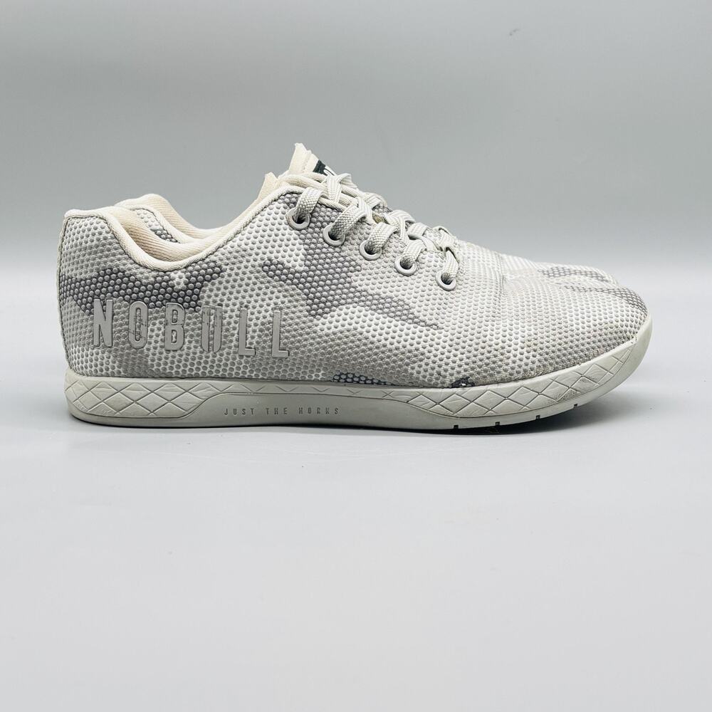 NOBULL Shoes Mens 7 Womens 8.5 White Gray Camo Superfabric Trainer Athletic Gym